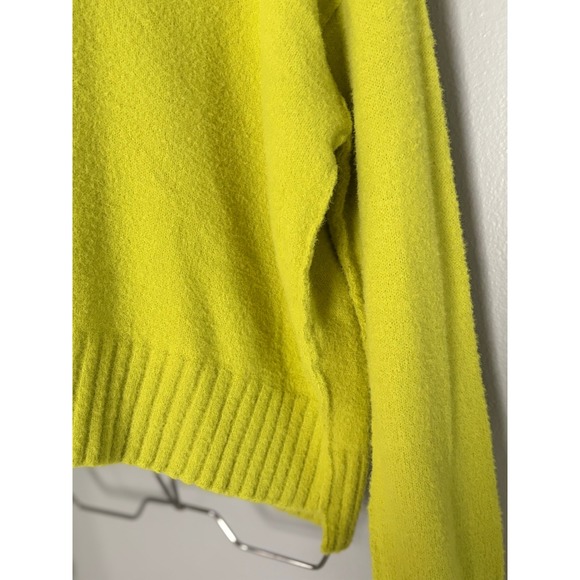 Free People Mock Neck OversizedSweater Lime Green ChartreuseRibbedKnit OB1569559 - Picture 6 of 10